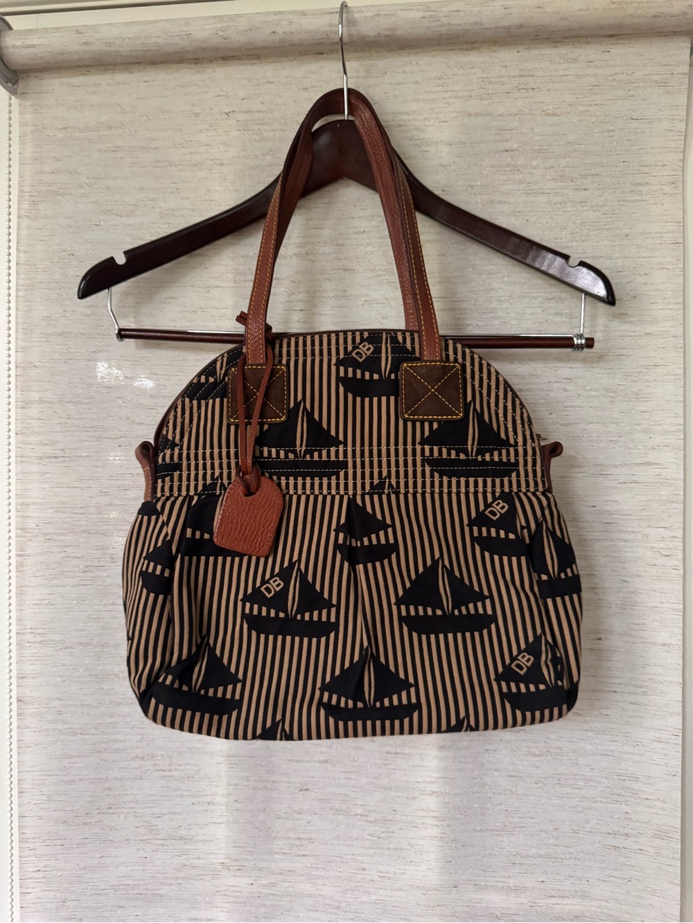 Vintage Dooney & Bourke Nautical Sailboat Tote Bag